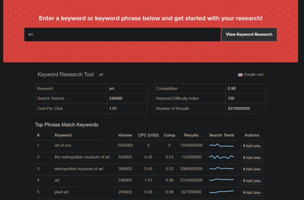 Image of The Hoth's Keyword Research Tool