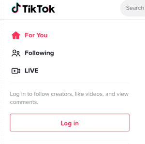 Image of TikTok Log In Page