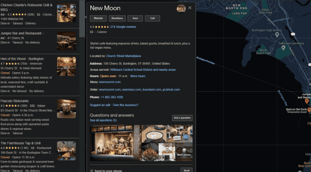 google business profile reviews example