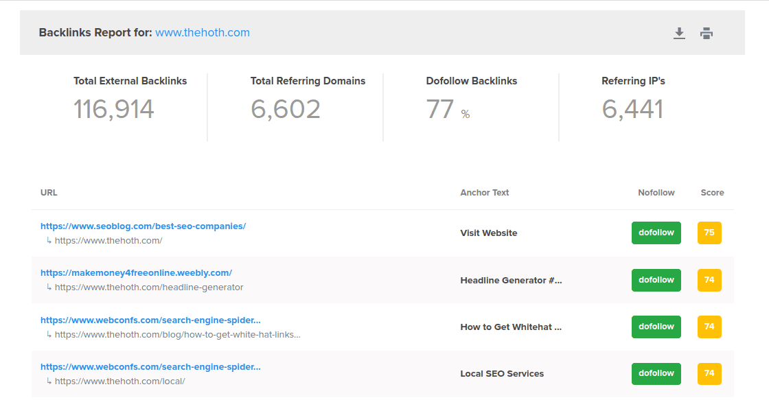 The HOTH's free backlink checker tool