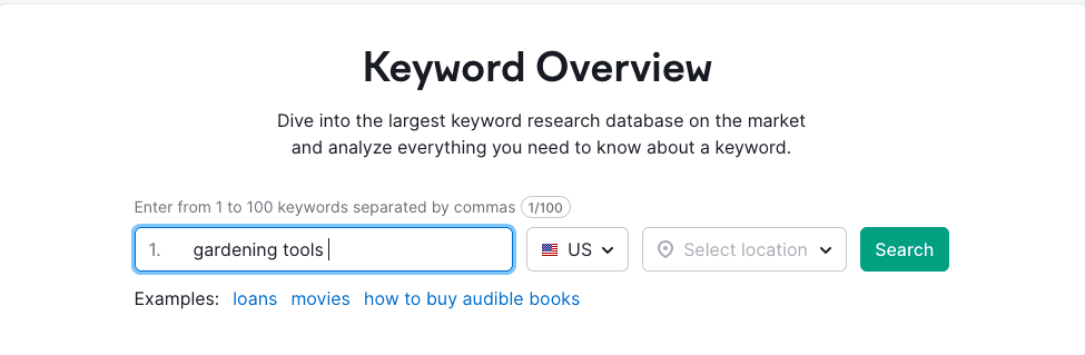 A screenshot of SEMrush’s Keyword Overview tool