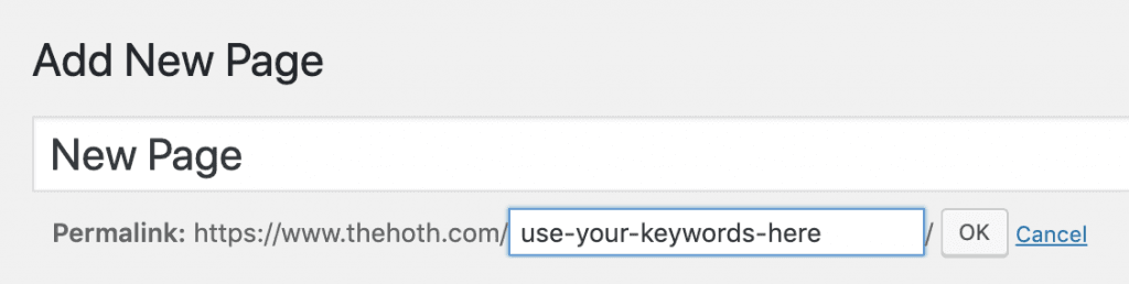 editing the URL in wordpress