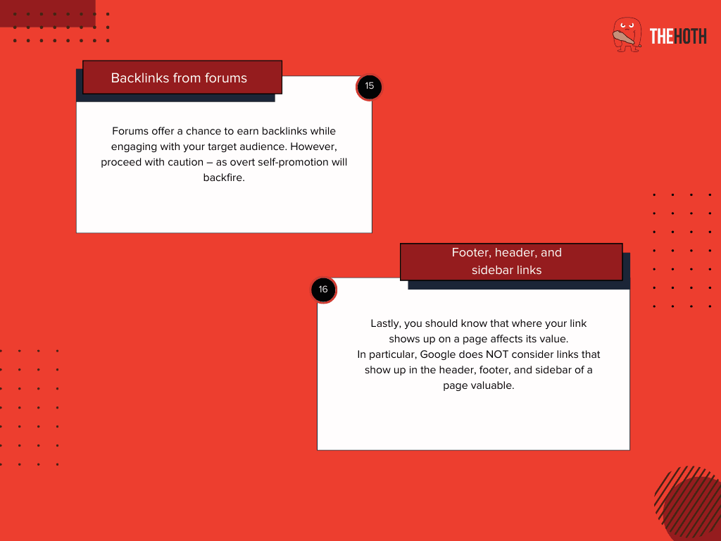 Infographic on the 16 types of backlinks