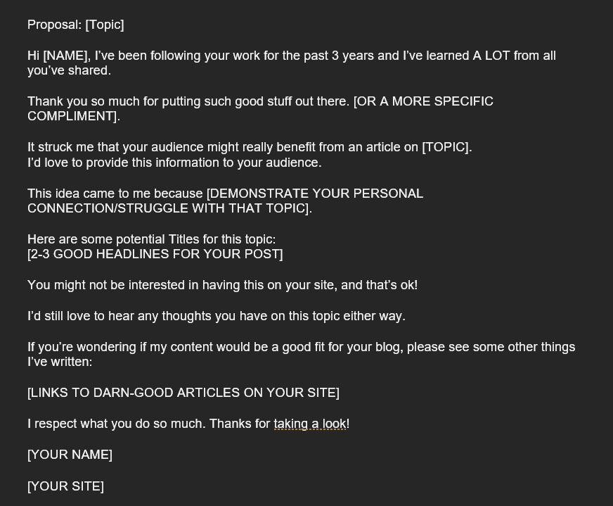 Image of Email template for guest blogging